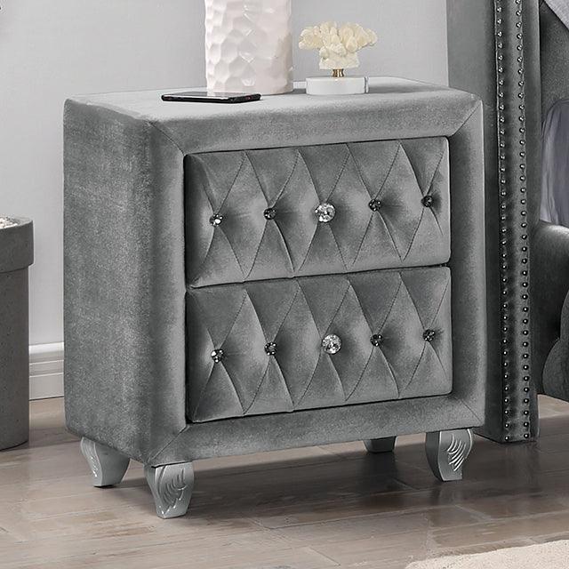 Zohar CM7130GY-N Gray/Silver Glam Night Stand By Furniture Of America - sofafair.com