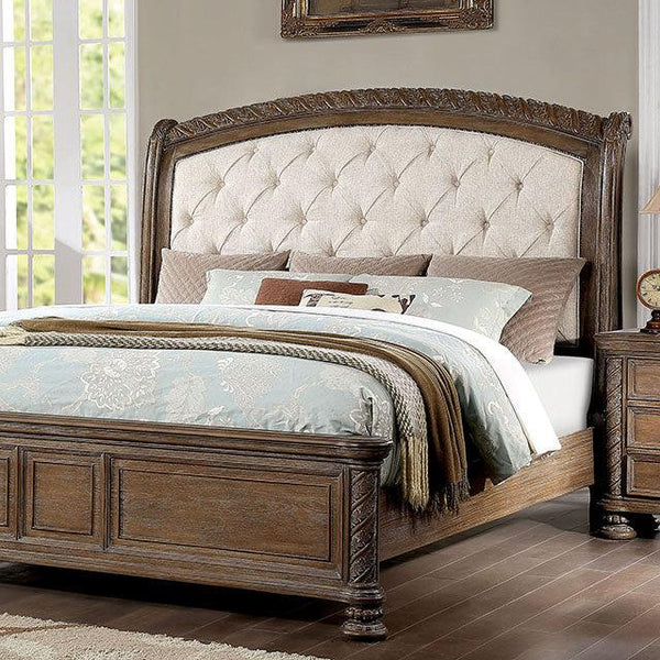 Timandra CM7145 Beige/Rustic Natural Tone Transitional Bed By Furniture Of America - sofafair.com