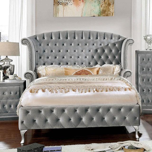 Alzir CM7150 Gray Glam Bed By Furniture Of America - sofafair.com