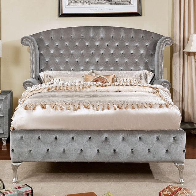 Alzir CM7150 Gray Glam Bed By Furniture Of America - sofafair.com
