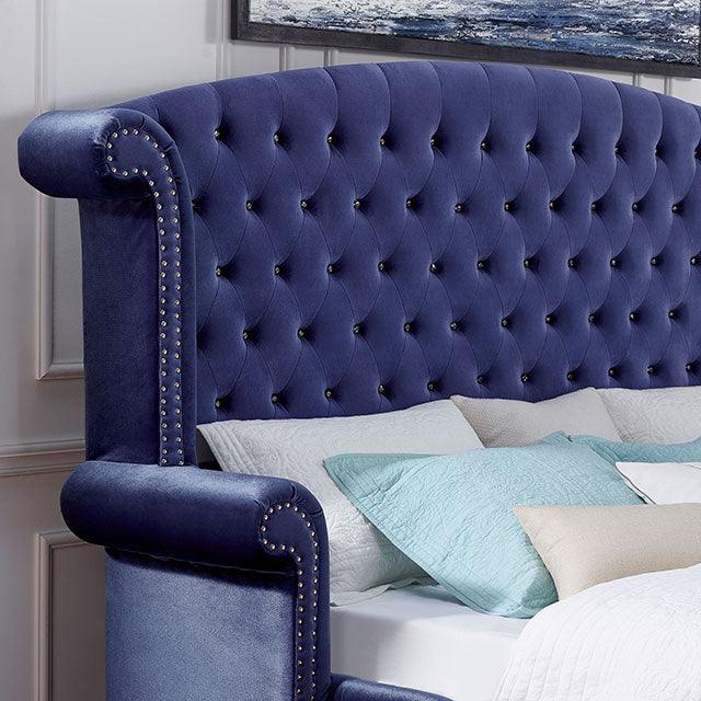 Alzir CM7150BL Blue Glam Bed By Furniture Of America - sofafair.com