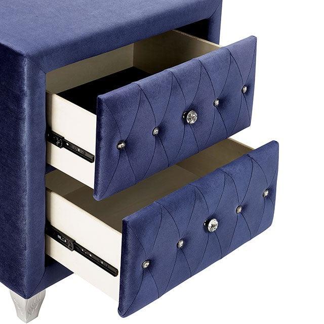Alzir CM7150BL-N Blue Glam Night Stand By Furniture Of America - sofafair.com