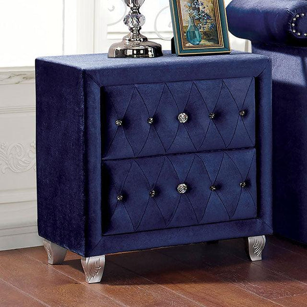 Alzir CM7150BL-N Blue Glam Night Stand By Furniture Of America - sofafair.com