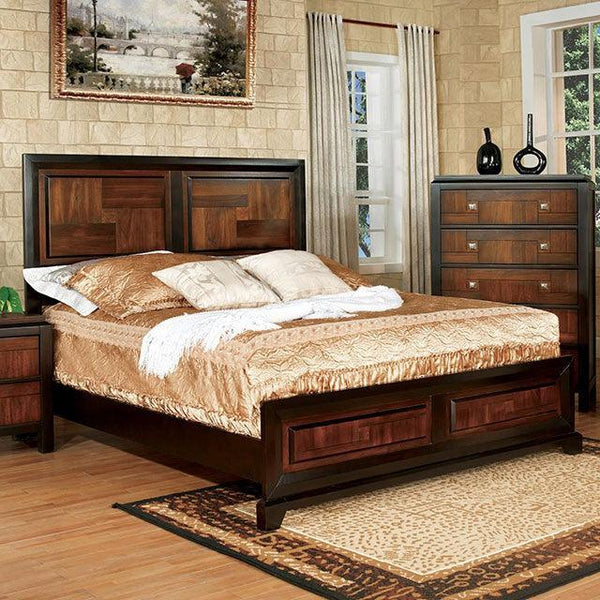 Patra CM7152 Acacia/Walnut Transitional Bed By Furniture Of America - sofafair.com