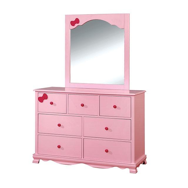 Dani CM7159PK-M Pink Transitional Mirror By Furniture Of America - sofafair.com