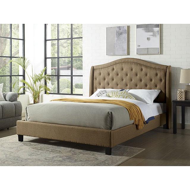 Carly CM7160BR-CK Brown Transitional Bed By Furniture Of America - sofafair.com