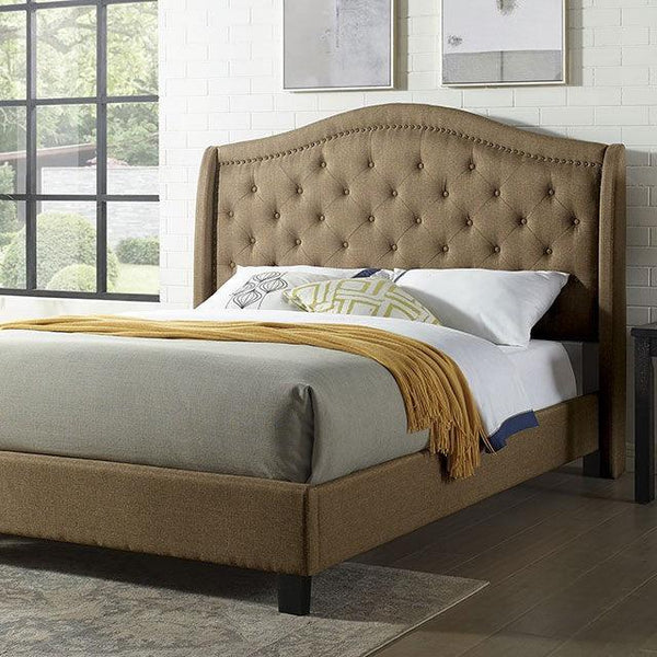 Carly CM7160BR-CK Brown Transitional Bed By Furniture Of America - sofafair.com