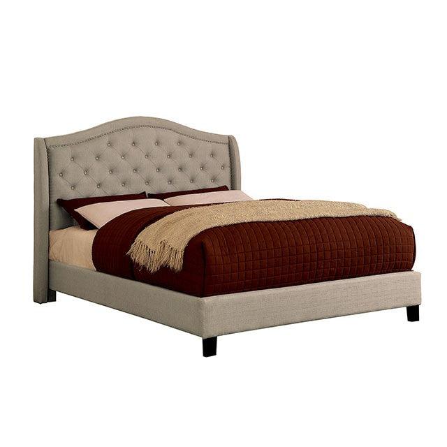 Carly CM7160 Warm Gray Transitional Bed By Furniture Of America - sofafair.com