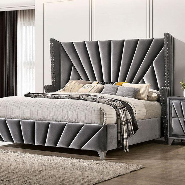 Carissa CM7164 Gray Transitional Bed By Furniture Of America - sofafair.com
