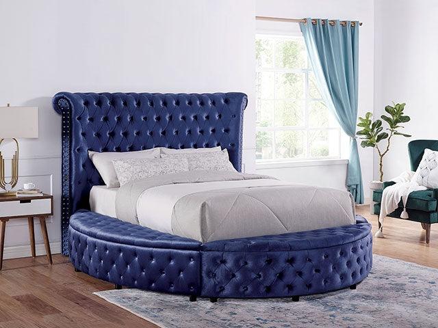 Sansom CM7178BL Blue Glam Bed By Furniture Of America - sofafair.com