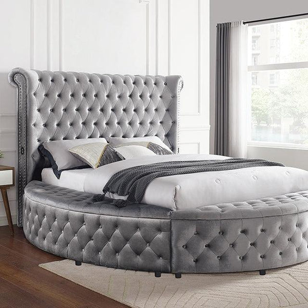 Sansom CM7178GY Gray Glam Bed By Furniture Of America - sofafair.com