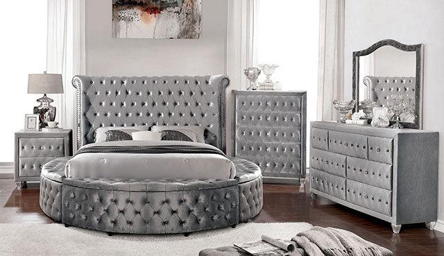 Sansom CM7178GY Gray Glam Bed By Furniture Of America - sofafair.com