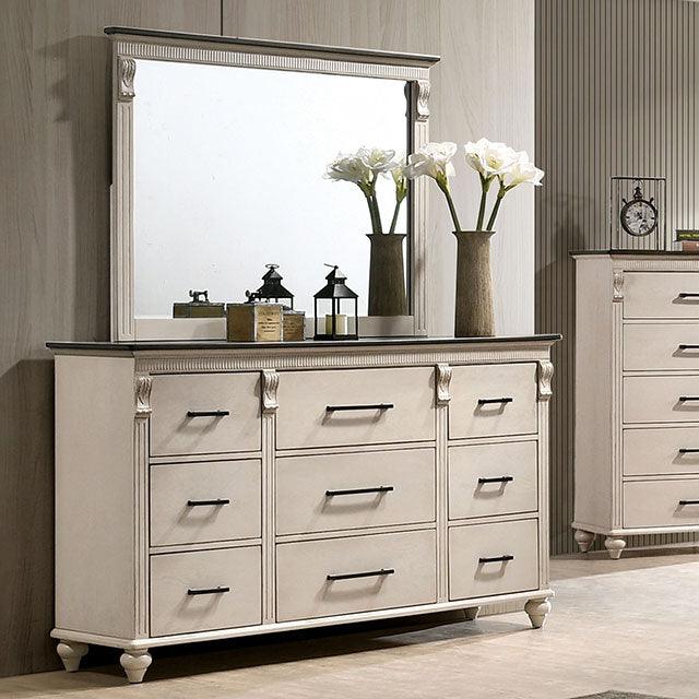Agathon CM7182D Antique White/Gray Transitional Dresser By Furniture Of America - sofafair.com