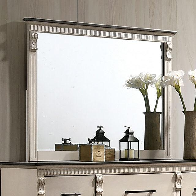 Agathon CM7182M Antique White/Gray Transitional Mirror By Furniture Of America - sofafair.com