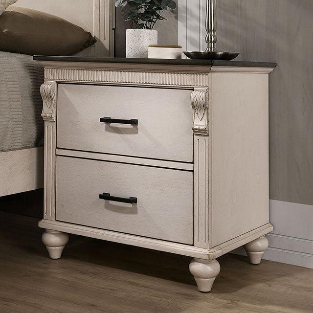 Agathon CM7182N Antique White/Gray Transitional Night Stand By Furniture Of America - sofafair.com