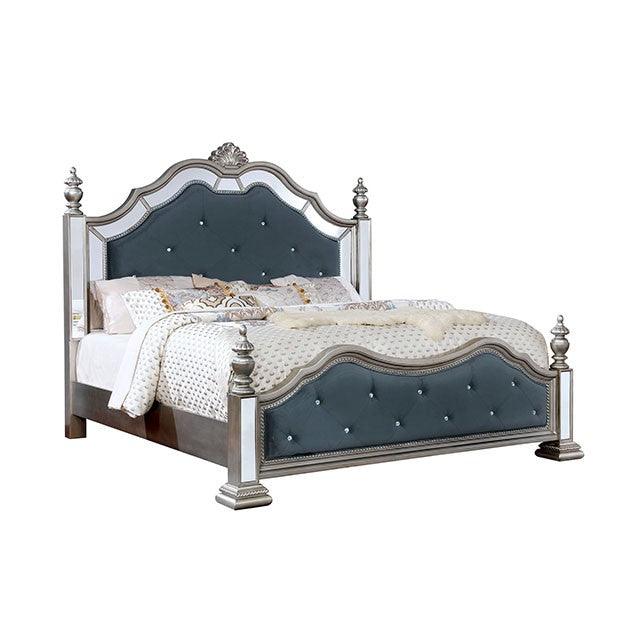 Azha CM7194 Silver/Gray Glam Bed By Furniture Of America - sofafair.com