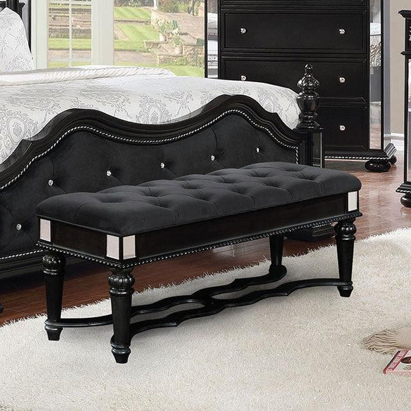 Azha CM7194BK-BN Black Glam Bench By Furniture Of America - sofafair.com