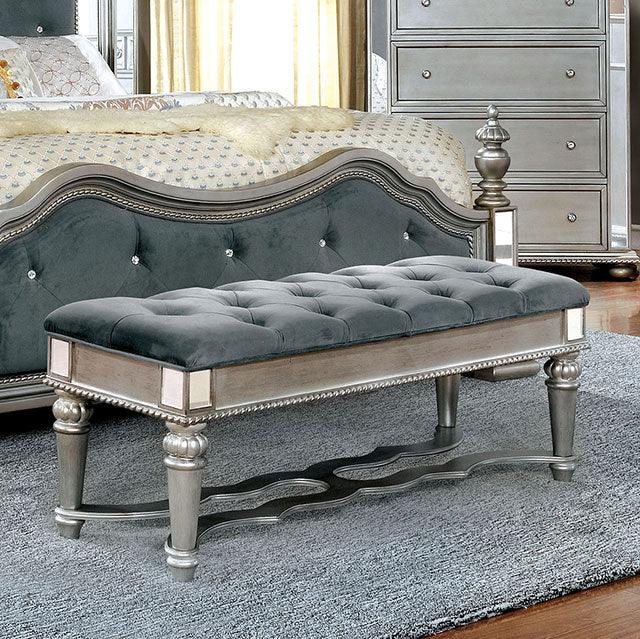 Azha CM7194BN Silver/Gray Glam Bench By Furniture Of America - sofafair.com