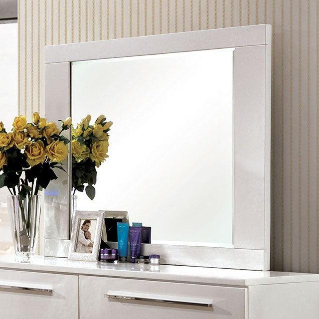 Clementine CM7201M Glossy White Contemporary Mirror By Furniture Of America - sofafair.com