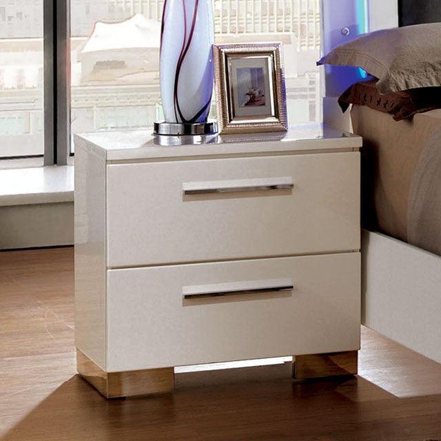 Clementine CM7201N Glossy White Contemporary Night Stand By Furniture Of America - sofafair.com
