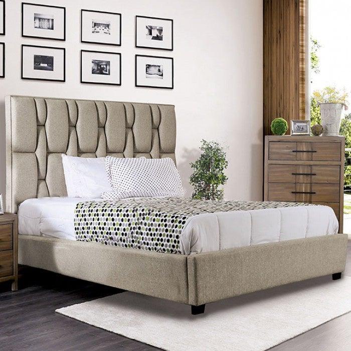 Deirdre CM7203 Beige Contemporary Bed By furniture of america - sofafair.com