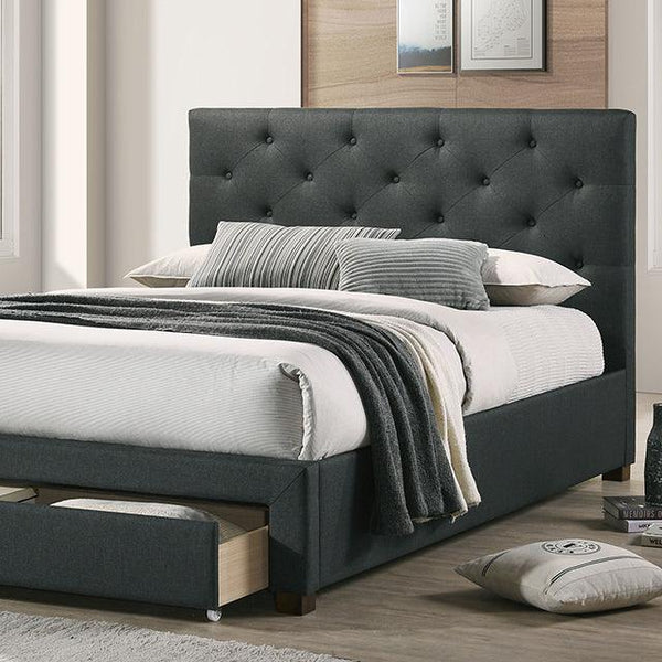 Sybella CM7218DG Dark Gray Transitional Bed By Furniture Of America - sofafair.com