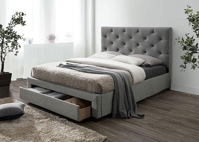 Sybella CM7218GY Gray Transitional Bed By Furniture Of America - sofafair.com