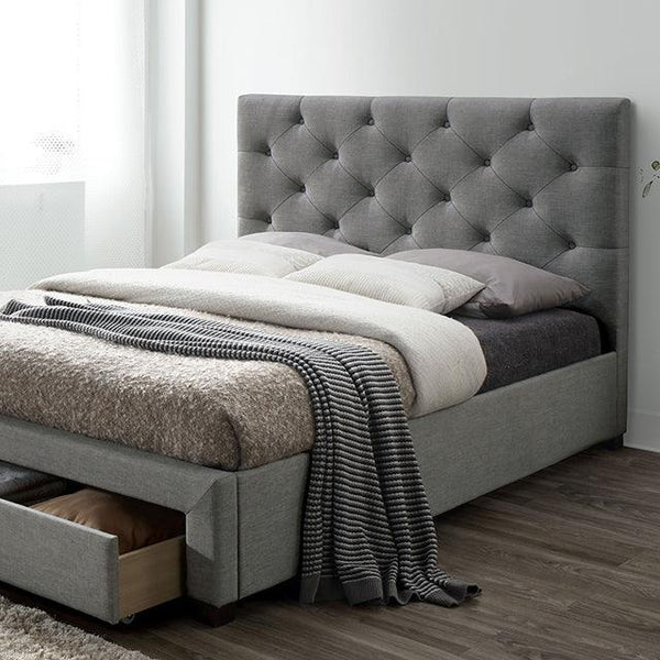 Sybella CM7218GY Gray Transitional Bed By Furniture Of America - sofafair.com