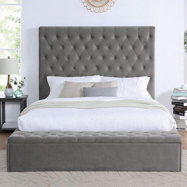 Athenelle CM7229GY Gray Transitional Bed By Furniture Of America - sofafair.com