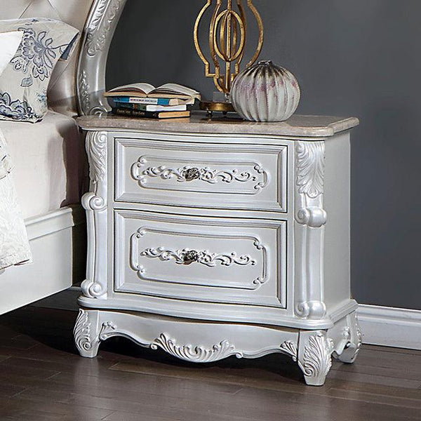 Rosalind CM7243WH-N Pearl White Traditional Night Stand By Furniture Of America - sofafair.com