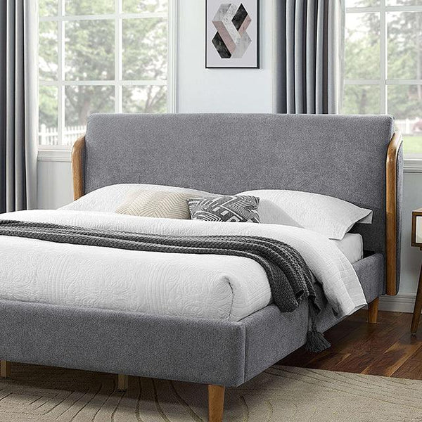 Ulstein CM7266GY Gray/Light Oak Mid-century Modern Bed By Furniture Of America - sofafair.com