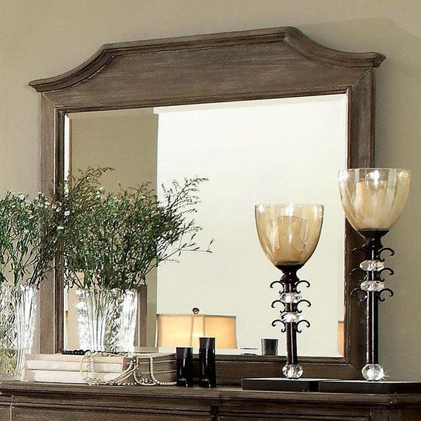 Halliday CM7281M Wire-Brushed Gray Transitional Mirror By Furniture Of America - sofafair.com
