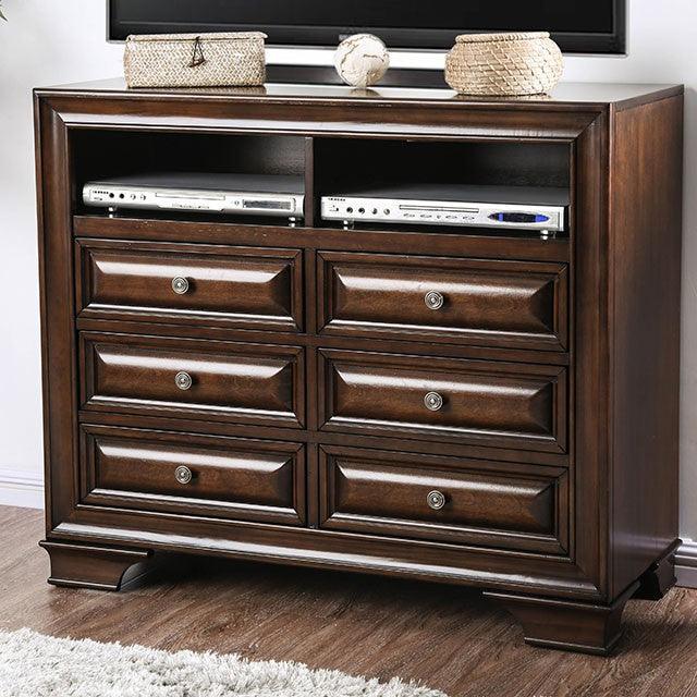 Brandt CM7302CH-TV Brown Cherry Transitional Media Chest By Furniture Of America - sofafair.com