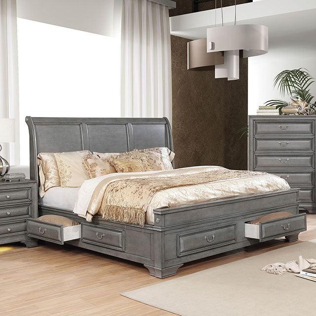 Brandt CM7302GY Gray Transitional Bed By Furniture Of America - sofafair.com