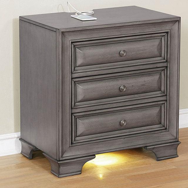 Brandt CM7302GY-N Gray Transitional Night Stand By Furniture Of America - sofafair.com