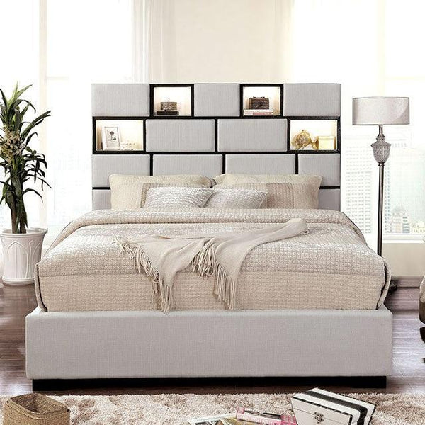 Gemma CM7303 Beige/Black Contemporary Bed By Furniture Of America - sofafair.com
