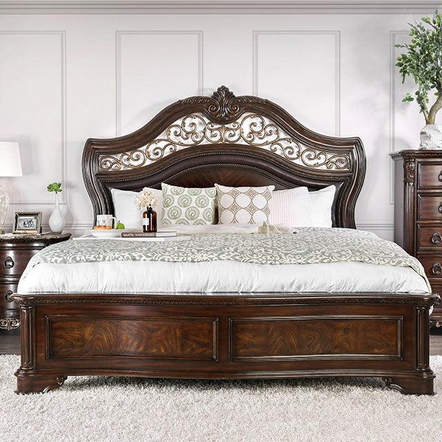 Menodora CM7311CK Brown Cherry Transitional Bed By Furniture Of America - sofafair.com