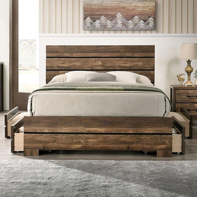 Duckworth CM7319WN-Q Light Walnut Contemporary Bed By Furniture Of America - sofafair.com