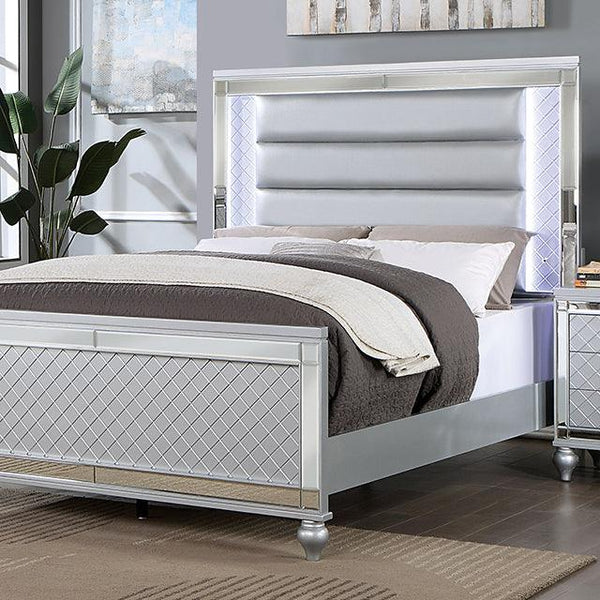 Calandria CM7320SV Silver Contemporary Bed By Furniture Of America - sofafair.com