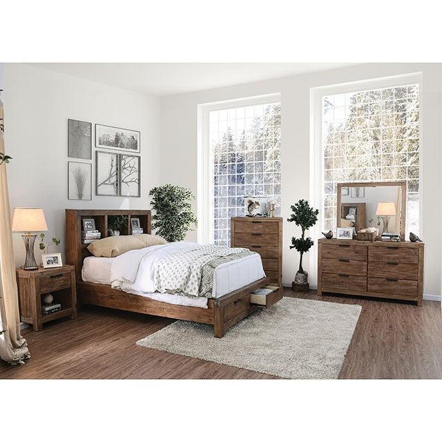 Mcallen CM7360BC Weathered Light Oak Rustic Bed By Furniture Of America - sofafair.com