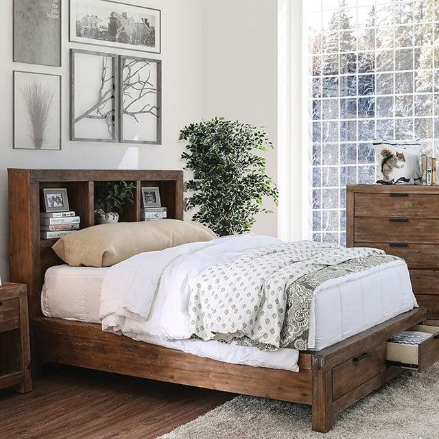 Mcallen CM7360BC Weathered Light Oak Rustic Bed By Furniture Of America - sofafair.com