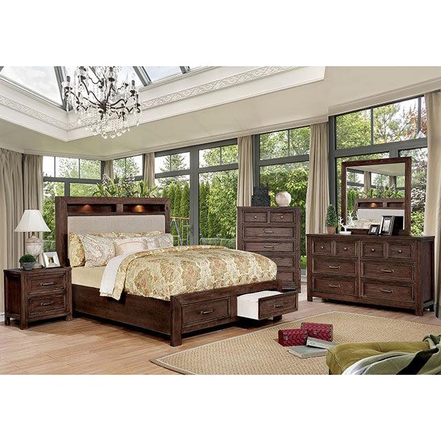 Tywyn CM7365A-CK Dark Oak Transitional Bed By Furniture Of America - sofafair.com