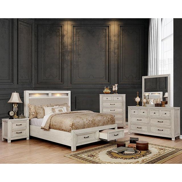 Bed by Furniture Of America Tywyn CM7365WH Antique White Transitional - sofafair.com