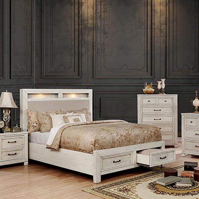 Tywyn CM7365WH Antique White Transitional Bed By Furniture Of America - sofafair.com