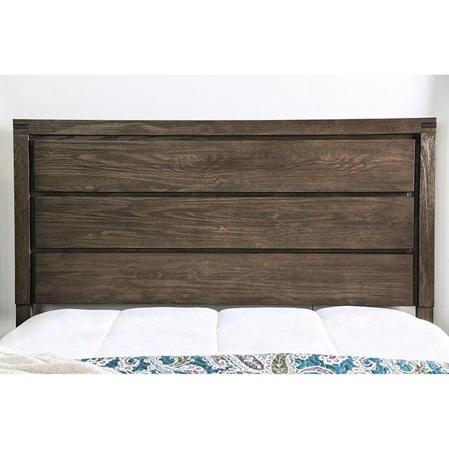 Rexburg CM7382 Wire-Brushed Rustic Brown Rustic Bed By Furniture Of America - sofafair.com