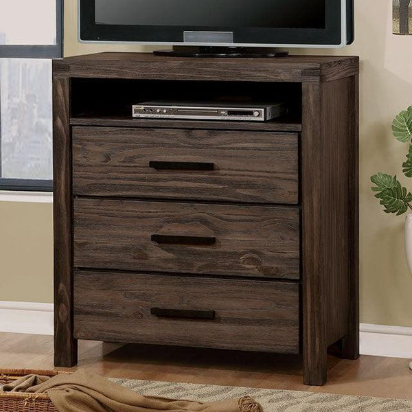 Rexburg CM7382TV Wire-Brushed Rustic Brown Rustic Media Chest By Furniture Of America - sofafair.com