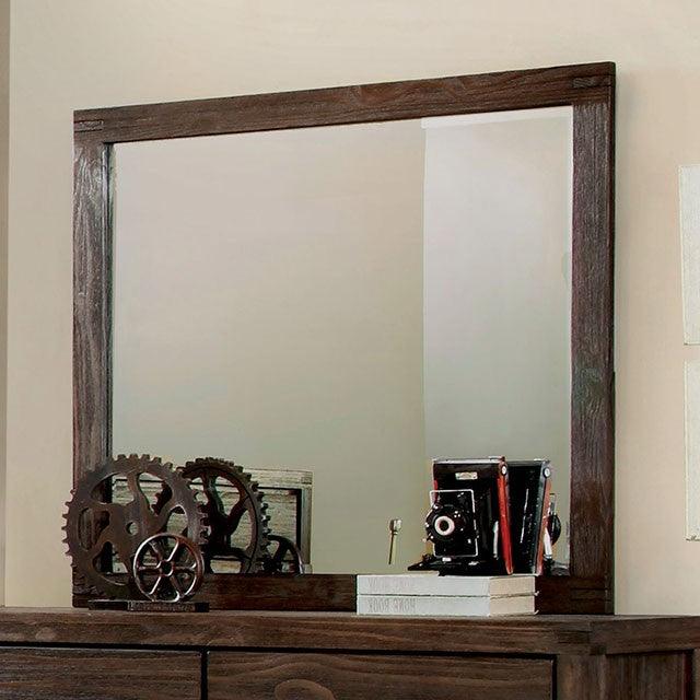Rexburg CM7382M Wire-Brushed Rustic Brown Rustic Mirror By Furniture Of America - sofafair.com