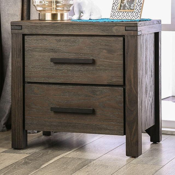 Rexburg CM7382N Wire-Brushed Rustic Brown Rustic Night Stand By Furniture Of America - sofafair.com