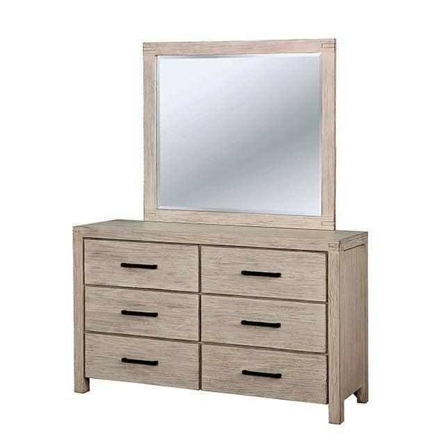 Strasburg CM7382WH-M Wire-Brushed White Rustic Mirror By Furniture Of America - sofafair.com