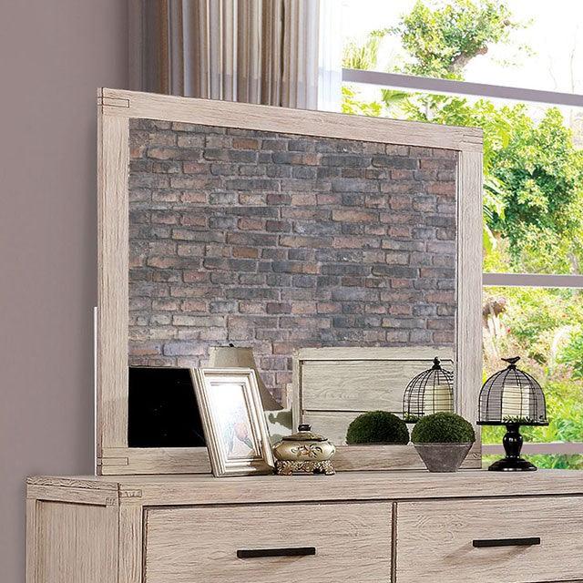 Strasburg CM7382WH-M Wire-Brushed White Rustic Mirror By Furniture Of America - sofafair.com